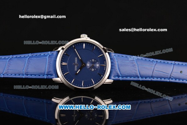 Ulysse Nardin Classico Miyota OS2035 Quartz Steel Case with Stick Markers Blue Dial and Blue Leather Strap - Click Image to Close